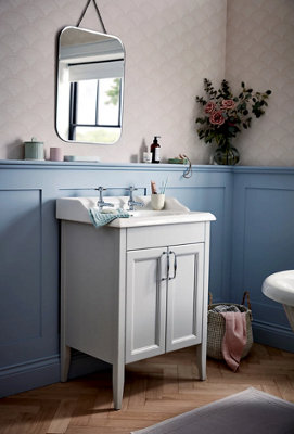 Heritage Dawlish Traditional Chrome Basin Pillar Taps, Pair of Crosshead Bathroom Sink Tap - Lifetime Guarantee