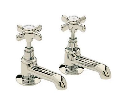 Heritage Dawlish Vintage Gold Mini Basin Pillar Taps, Pair of Crosshead Bathroom Sink Tap - Lifetime Guarantee