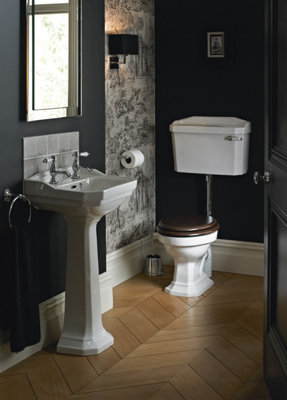 Heritage Glastonbury Traditional Chrome Basin Pillar Taps, Pair of Lever Bathroom Sink Tap - Lifetime Guarantee