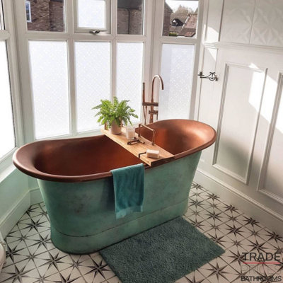 Heritage Patina Green 1700mm x 710mm 16 Gauge Pure Copper Bath | DIY at B&Q