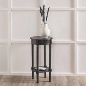 Heritage Round Black Wood Round Accent Table