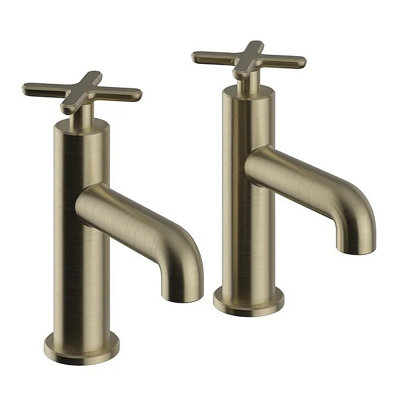 Heritage Salcombe Basin Pillar Taps Brushed Brass