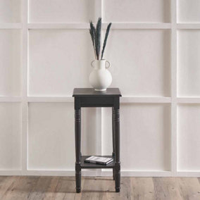 Heritage Square Black Wood Accent Table