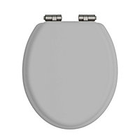 Heritage Toilet Seat Soft Close Brushed Nickel Hinges Dove Grey TSDGR103SC
