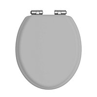 Heritage Toilet Seat Soft Close Chrome Hinges Dove Grey TSDGR101SSC