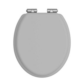 Heritage Toilet Seat Soft Close Chrome Hinges Dove Grey TSDGR101SSC
