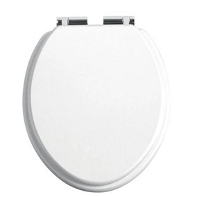Heritage Toilet Seat Soft Close Chrome Hinges White Gloss TSWGL101SC
