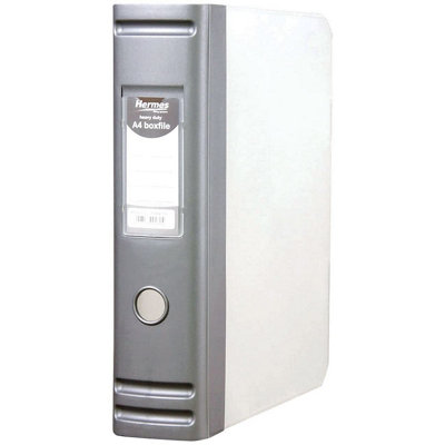 Hermes A4 80mm 2D-Ring Heavy Duty Polypropylene BoxFile - Silver