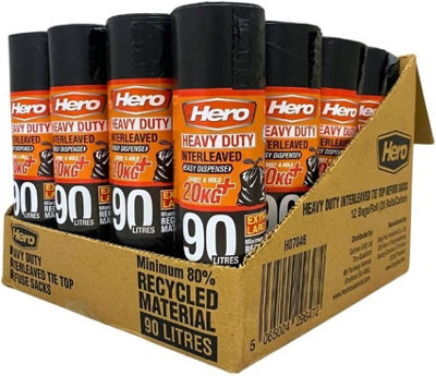 Wirestar Hub 20 Black Rubble Sacks 40 Litre - 500 Gauge, 120 Micron