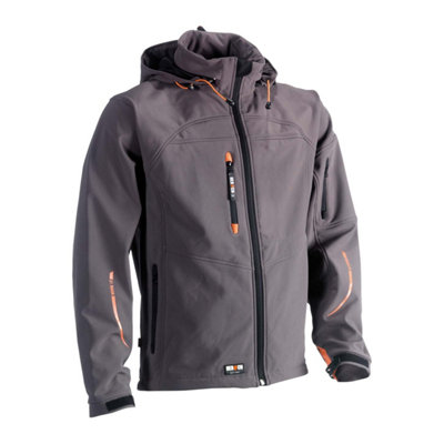 Herock Poseidon Waterproof Softshell Work Jacket Grey M DIY at B&Q