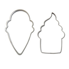 Herorange Stainless Steel Cupcake & Ice Cream Cookie Cutter (Pack of 2) Silver (One Size)