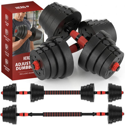 HERQ 20KG Adjustable Dumbbells Set with Barbell - Adjustable Weights ...