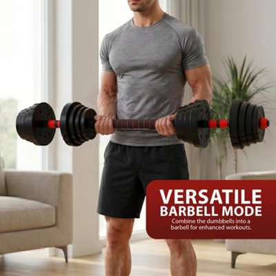 HERQ 20KG Adjustable Dumbbells Set with Barbell - Adjustable Weights ...