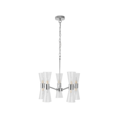 HERRERA 10 LIGHT POLISHED CHROME PENDANT CEILING LIGHT