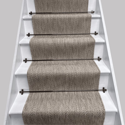 Herringbone Capri Cream Stair Runner With 100% Wool Cream Edge 60 600