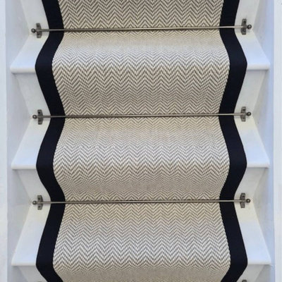 Herringbone Dapple Pure Wool Stair Runner With 100% Cotton Border 60 700