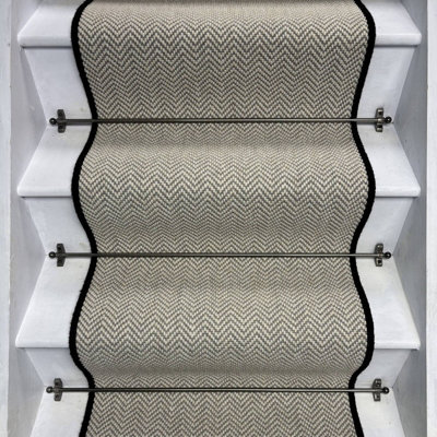 Herringbone Dapple Wool Stair Runner With 100% Pure Wool Edge Sample