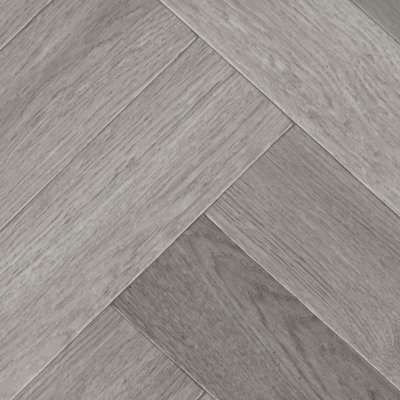 Herringbone Grey Wood Effect Vinyl Flooring For LivingRoom, Kitchen, 2.8mm Vinyl Sheet-2m(6'6") X 2m(6'6")-4m²