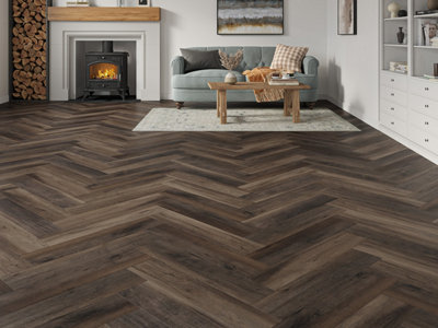 Herringbone LVT Luxury Vinyl Tile Flooring Waterproof Click Fit Wood ...
