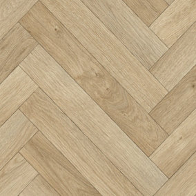 Herringbone Pattern Beige Wood Effect  Vinyl Flooring For LivingRoom DiningRoom Hallways And Kitchen Use-2m X 4m (8m²)