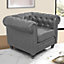 Hertford Chesterfield Faux Leather 1 Seater Sofa In Vintage Grey