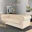 Hertford Chesterfield Faux Leather 3 Seater Sofa In Ivory