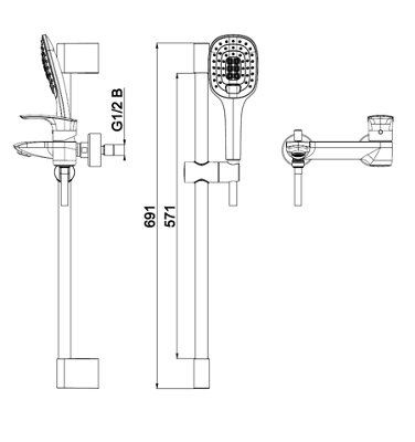 Herz-Unitas ELITE e30 Bath/Shower Mixer + Shower Rail Kit