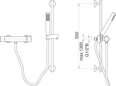 Herz-Unitas FRESH t40 Thermo Shower + Shower Rail Kit