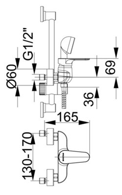 Herz-Unitas INFINITY i40 Shower Mixer + Shower Rail