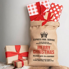 Hessian Christmas Sack with Letterpress Design
