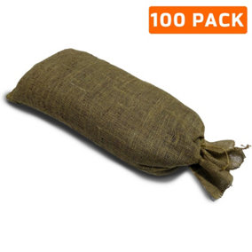 Hessian HEAVY DUTY Sandbag with Tie String - Industrial Grade Thick Hessian Fabric with Reinforced Stitching