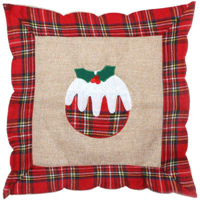 Hessian Home Bedroom Office Decorations Burlap Cotton Linen Printed Pillow Covers Christmas Pudding 40x40cm 40x40cm