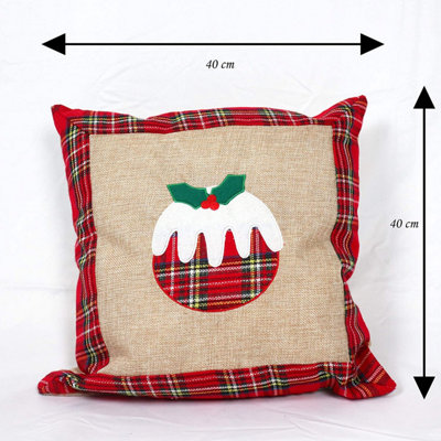 Hessian Home Bedroom Office Decorations Burlap Cotton Linen Printed Pillow Covers Christmas Pudding 40x40cm 40x40cm