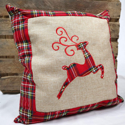 Hessian Home Bedroom Office Decorations Burlap Cotton Linen Printed Pillow Covers Reindeer 40x40cm 40x40cm