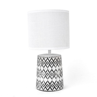 Hestia Etched Base Table Lamp with White Shade