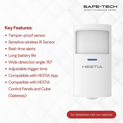HESTIA Home Motion Sensor for SAFE-TECH Smart Home Security System, HS-01-MSA