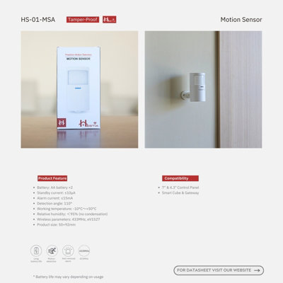 HESTIA Home Motion Sensor for SAFE-TECH Smart Home Security System, HS-01-MSA