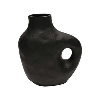 Hestia Large Metal Jug Vase - Black