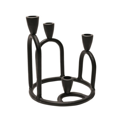 Hestia Metal Candlestick Holder for 4 Candles - Black