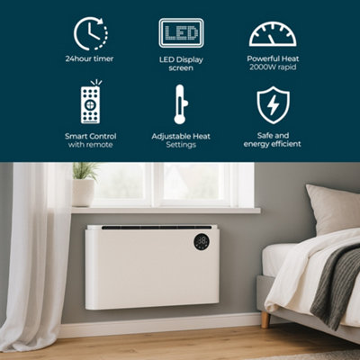 Hestia Metal Panel Heater 2000W Electric Radiator with Timer & Remote ...