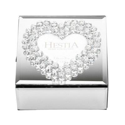 Hestia Mirror Glass Heart Shaped Jewellery Box DIY at B&Q
