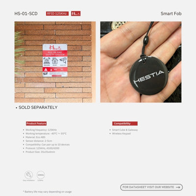 HESTIA RFID Smart Security Fob for SAFE-TECH Smart Home Security System, HS-01-SCD