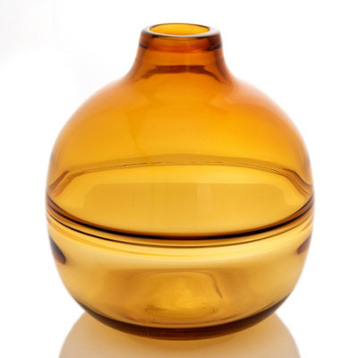 Hestia Round Amber Coloured Glass Vase - Large