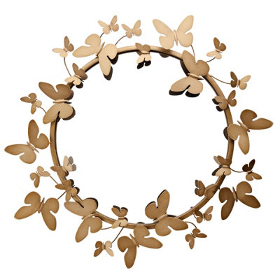 Hestia Round Gold Butterfly Mirror