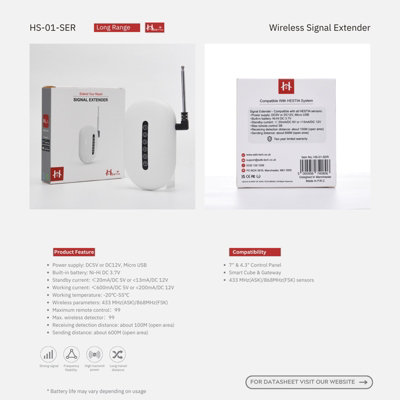 HESTIA Signal Extender For SAFE-TECH Smart Home Security Sensors, HS-01-SER