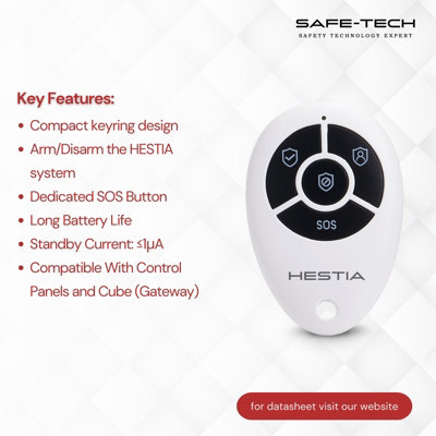 HESTIA System Remote Controller Keyring for SAFE-TECH Smart Home Security System, HS-01-RCL
