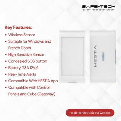 HESTIA Vibration Sensor for Windows and Doors, SAFE-TECH HS-01-SSR