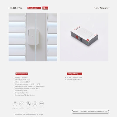 HESTIA Wireless Door Sensor for SAFE-TECH Smart Home Safety System, HS-01-ESR