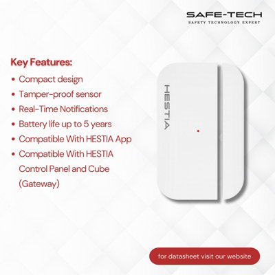 HESTIA Wireless Door Sensor for SAFE-TECH Smart Home Safety System, HS-01-ESR