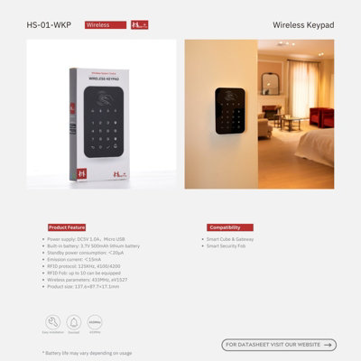 HESTIA Wireless Keypad and RFID Smart Fobs for SAFE-TECH Smart Home Security System